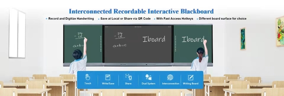 السبورة الخضراء الذكية القابلة للتسجيل الذكية 86 بوصة 4000: 1 LED Android 9.0 350cd / m2 Blackboard Interconnection Blackboard