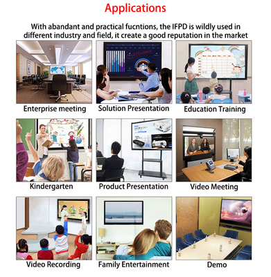 6.5ms iBoard السبورة التفاعلية 65 بوصة مثبتة على الحائط تعمل باللمس 4 مم الزجاج المقسى