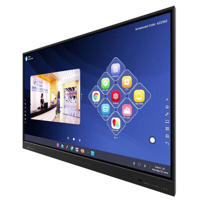 65 75 86 بوصة 4K Ultra HD نظام التشغيل Windows OS Smart Board شاشة LCD مثبتة على الحائط مع موقف متحرك