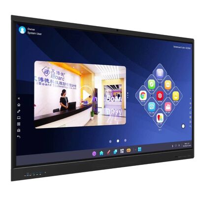 65 75 86 بوصة 4K Ultra HD نظام التشغيل Windows OS Smart Board شاشة LCD مثبتة على الحائط مع موقف متحرك