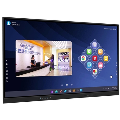 65 75 86 98 بوصة لوحة LCD الذكية التفاعلية زجاج مزدوج 4 ملم أندرويد ويندوز 10/11 برو لمسة الإصبع الشاشة الذكية