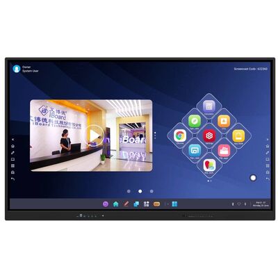 65 75 86 98 بوصة لوحة LCD الذكية التفاعلية زجاج مزدوج 4 ملم أندرويد ويندوز 10/11 برو لمسة الإصبع الشاشة الذكية