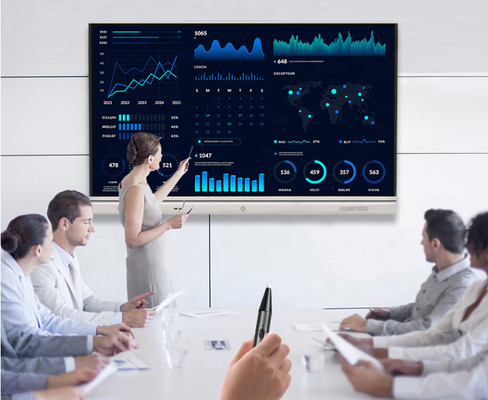 الصين مصنع السعر 4k 55 65 75 85 96 110 بوصة الشاشة اللمسية متعددة اللغات البرمجيات LCD الذكية لوحة اندرويد تفاعلية