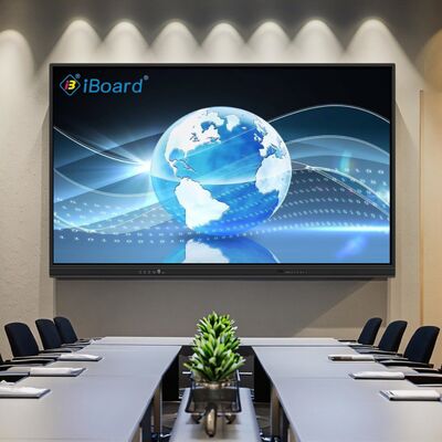 لوحة تفاعلية 65 بوصة لأداء العرض مع Wifi Bluetooth Whiteboard Software مدمجة لغرفة اجتماعات الفصل الأبيض / الأسود لون الخزانة