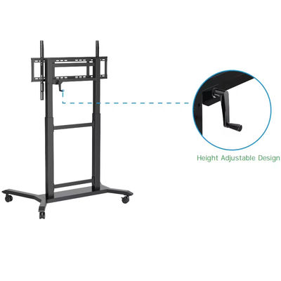 IBoard ارتفاع قابلة للتعديل 42 "-86" عربة التلفزيون المتنقل المتعدد للشاشة المسطحة التفاعلية لوحة ذكية VESA 100 * 100-800 * 600mm