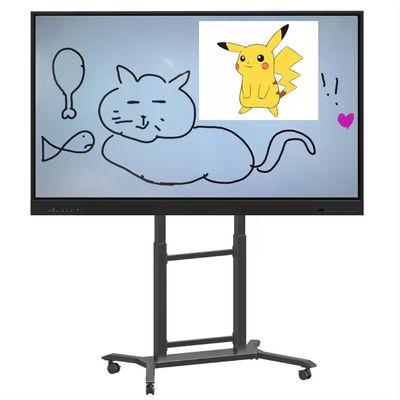 IBoard ارتفاع قابلة للتعديل 42 "-86" عربة التلفزيون المتنقل المتعدد للشاشة المسطحة التفاعلية لوحة ذكية VESA 100 * 100-800 * 600mm
