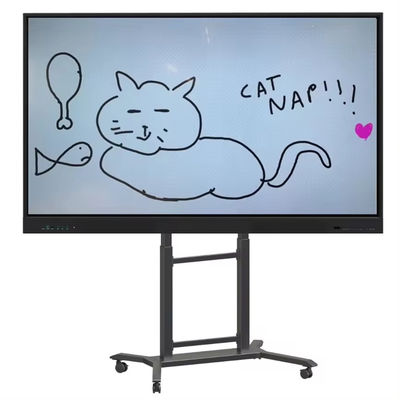 IBoard ارتفاع قابلة للتعديل 42 "-86" عربة التلفزيون المتنقل المتعدد للشاشة المسطحة التفاعلية لوحة ذكية VESA 100 * 100-800 * 600mm