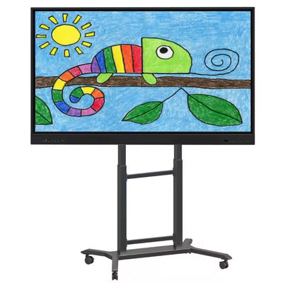 IBoard ارتفاع قابلة للتعديل 42 "-86" عربة التلفزيون المتنقل المتعدد للشاشة المسطحة التفاعلية لوحة ذكية VESA 100 * 100-800 * 600mm
