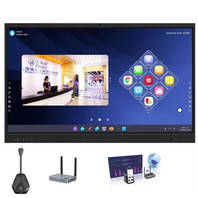 65 بوصة 4K التفاعلية WhiteBoard Smart Board الشاشة اللمسية تحت الحمراء التفاعلية لوحة مسطحة للمؤتمر التعليمي