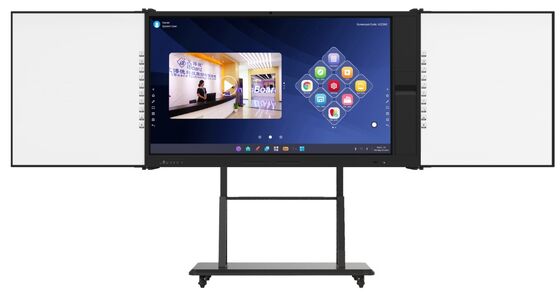 شاشة عرض IBoard 4K مقاس 75 بوصة مع لوحات جانبية متصلة ألوان أخضر وأسود وأبيض نظام أندرويد وويندوز قابلة للطي للتعليم