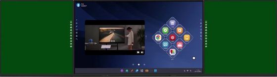 شاشة عرض IBoard 4K مقاس 75 بوصة مع لوحات جانبية متصلة ألوان أخضر وأسود وأبيض نظام أندرويد وويندوز قابلة للطي للتعليم