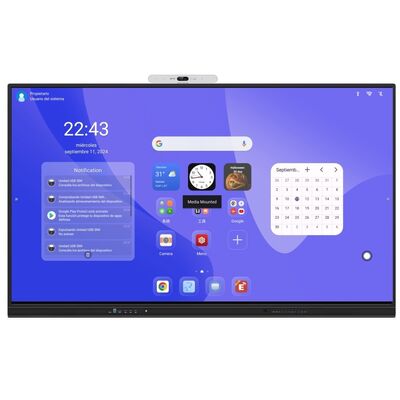 لوحة بيانات متفاعلة مع منفذ بيانات USB الزجاج المقاوم لغرفة الاجتماعات