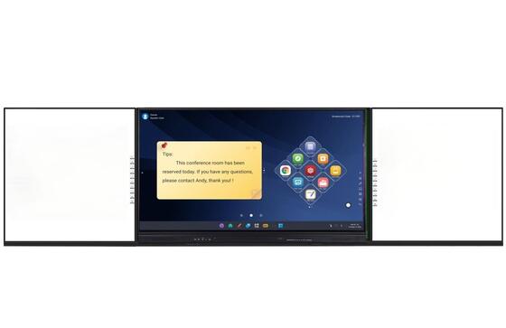 شاشة تفاعلية مسطحة فائقة الدقة 4K مع 20 نقطة لمس ومكبرات صوت مدمجة للتعليم