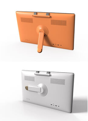 كشك شاشة لمس مدمج بماسح ضوئي لرمز الاستجابة السريعة بتصميم عصري بنسبة تباين 4000 إلى 1 مصمم للتفاعل مع العملاء