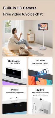 كشك شاشة لمس مدمج بماسح ضوئي لرمز الاستجابة السريعة بتصميم عصري بنسبة تباين 4000 إلى 1 مصمم للتفاعل مع العملاء