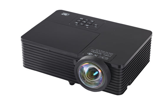 جهاز عرض مصباح ليزر محمول قصير المدى بسعر رخيص 3200lm 30 '' - 300 '' الحجم باللون الأسود
