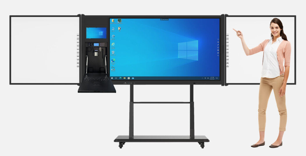 شاشة تفاعلية مسطحة فائقة الدقة 4K مع 20 نقطة لمس ومكبرات صوت مدمجة للتعليم