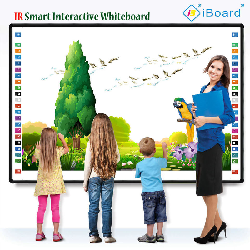 IBoard Factory مباشرة سطح بلاستيكي ناعم لامع تحت الحمراء IR اللوحة البيضاء التفاعلية للكتابة بالقلم / الإصبع شريط الجانب الاختياري 22 اختصارات
