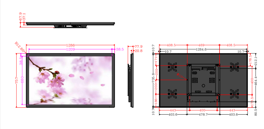 عزز تجربة المشاهدة مع شاشة عرض رقمية بزاوية رؤية 170 درجة، مقاس 32 و 43 و 49 و 55 بوصة، مثبتة على الحائط، مشغل إعلانات الوسائط