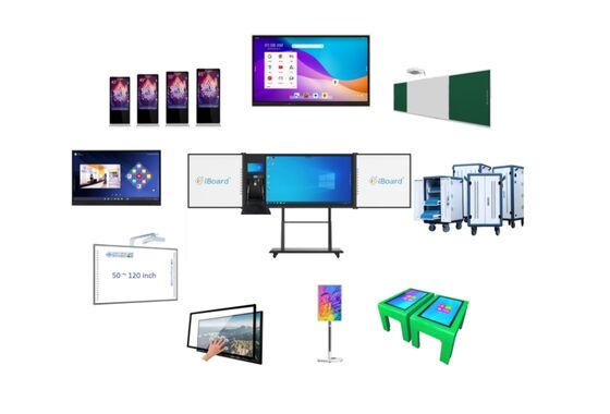 متعدد اللغات اختياري شاشة الكل في واحد مع لوحات ذكية بما في ذلك مكبرات صوت مدمجة بقوة 2 × 15 واط تمكن من التواصل والتعلم التفاعلي